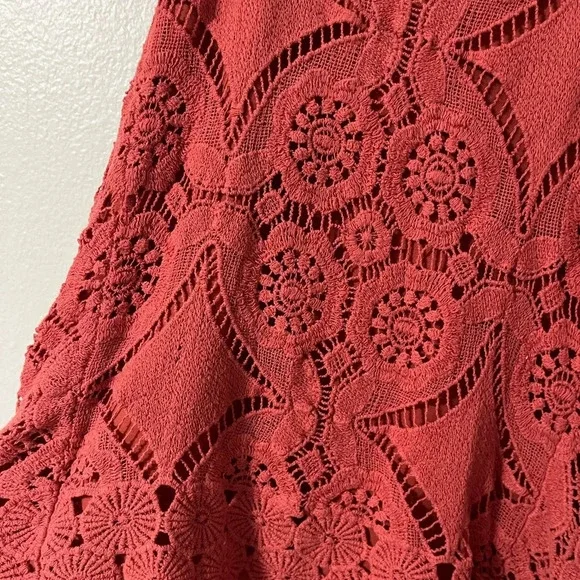 Boho Hippie Boutique Brand crochet tank fall pumpkin/rust size large lined - Picture 5 of 7